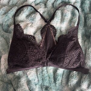 Victoria's Secret Black Lace front clasp sexy Racerback Bra size large